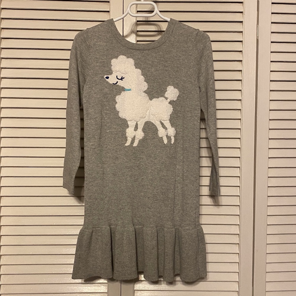 *NWT* Gap Girls 5 Grey Knit Poodle Sweater Dress